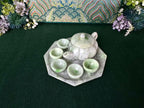 Authentic Burmese Miniature Jade Tea Set Decor
