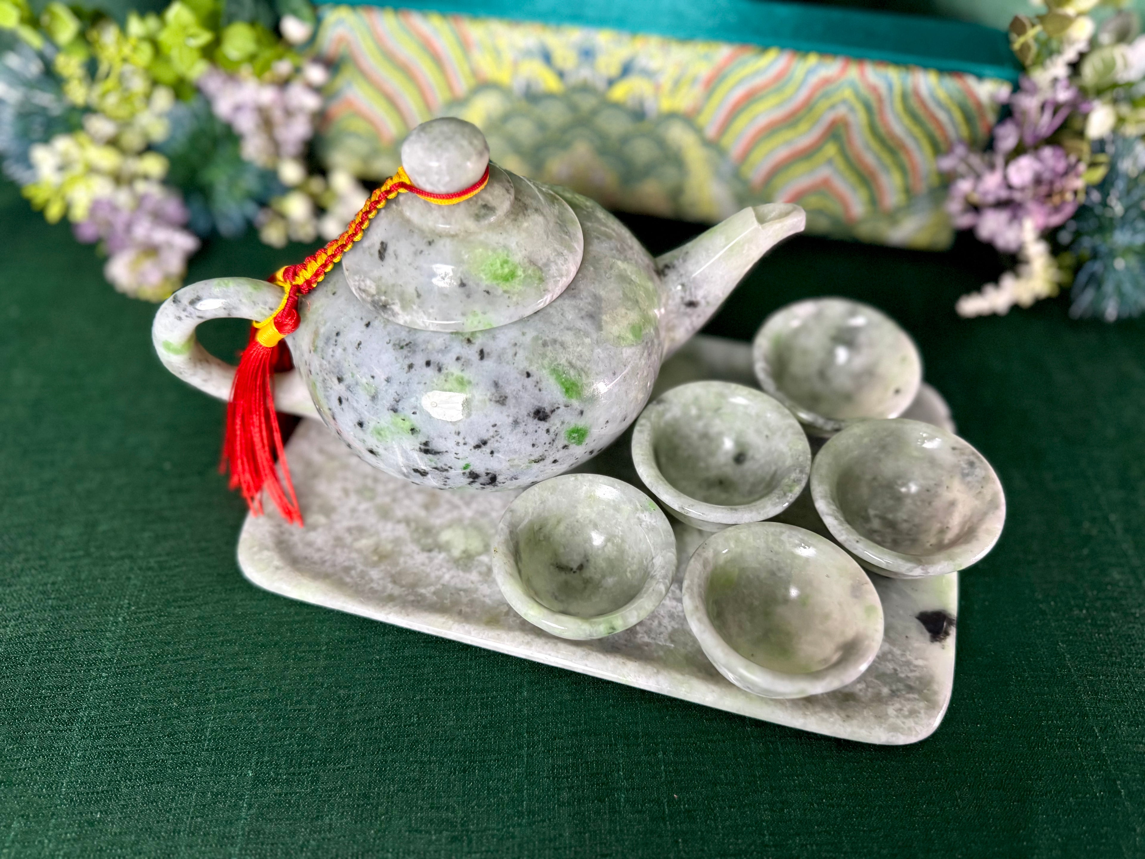 Authentic Burmese Jade Tea Set