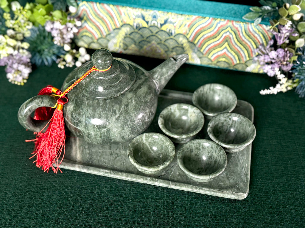 Authentic Burmese Jade Tea Set