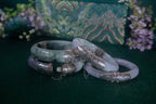 Jade White Gold Lock Bangle